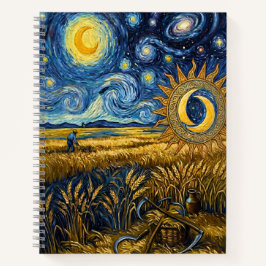 Cuaderno Póster Campo de Trigo Cosecha Estrellada al Estilo