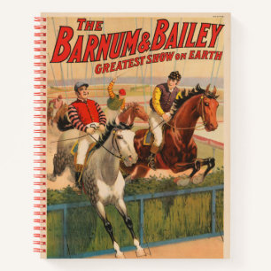 Cuaderno Poster Circo De Jinetes En Caballos Saltando Una C