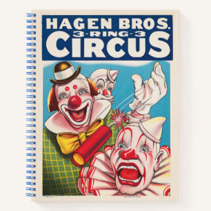Cuaderno Poster Circus Mostrando Rostros De Payaso Y Cracke