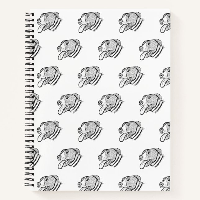 Cuaderno póster de amante de animales perro pitbull dibujad (Anverso)