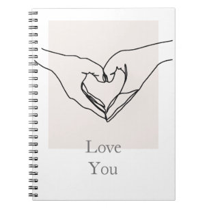 Cuaderno Póster de amor. Arte de línea manos arte de pared 