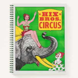 Cuaderno Poster De Circo Mostrando A Una Mujer Un Elefante
