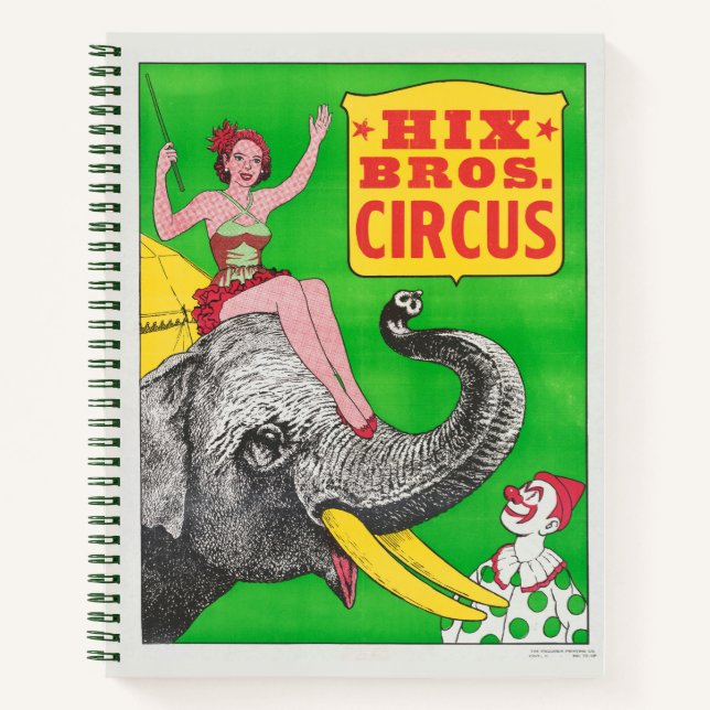 Cuaderno Poster De Circo Mostrando A Una Mujer Un Elefante  (Anverso)