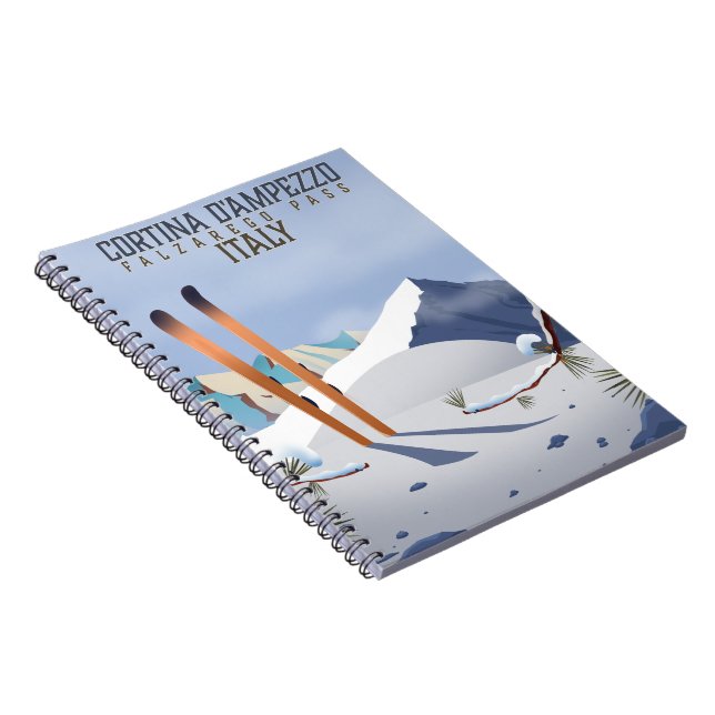 Cuaderno Poster de esquí Cortina d'Ampezzo Italia Imprimir (Lado Derecho)