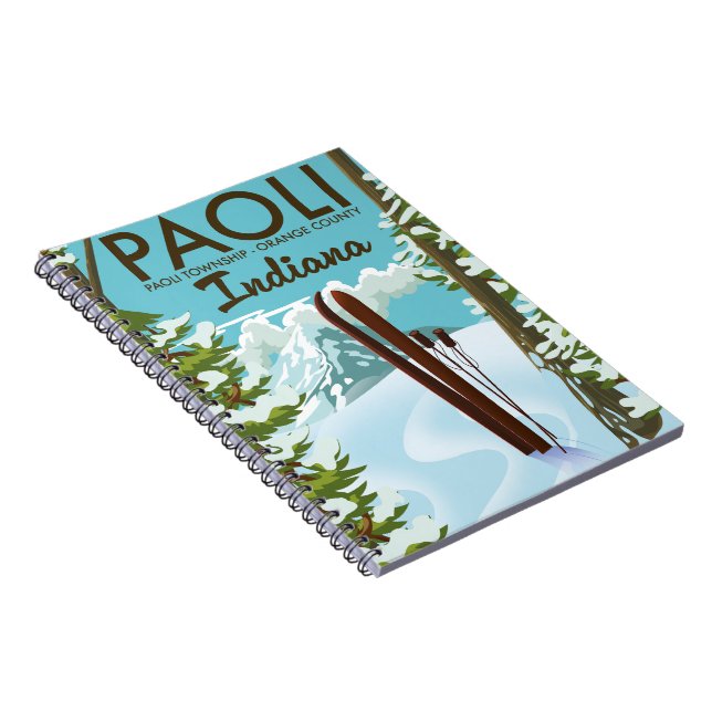 Cuaderno Poster de esquí de Paoli Naranja County Indiana (Lado Derecho)