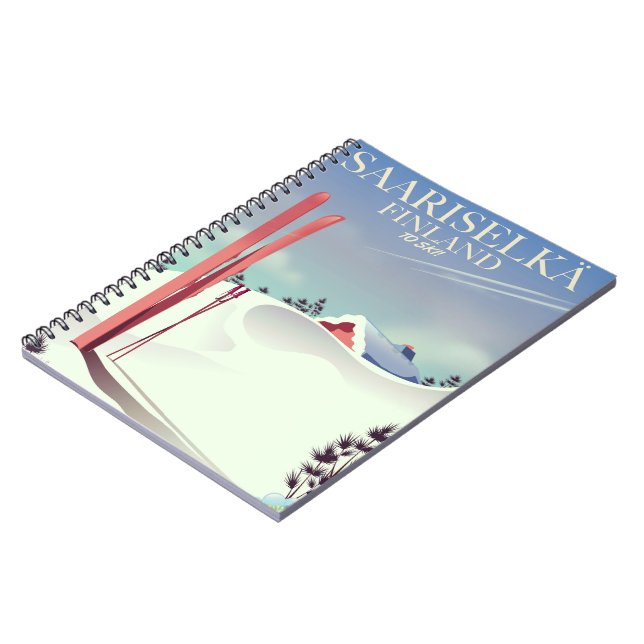 Cuaderno Poster de esquí de Saariselkä Finlandia (Lado Izquierdo)