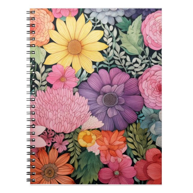 Cuaderno Poster de fondo floral rosa primavera (Frente)