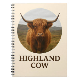 Cuaderno Póster de retrato de vaca de las Highlands con "Va