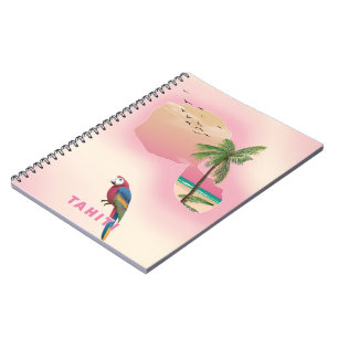 Cuaderno Póster de viaje con mapa ilustrado de Tahití