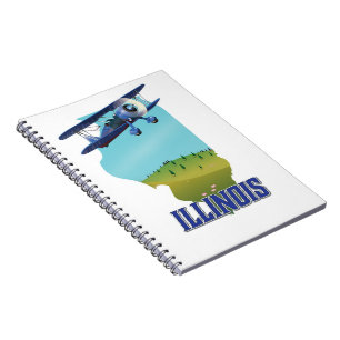 Cuaderno Póster de viaje con mapa vintage de Illinois