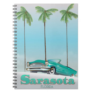 Cuaderno Póster de viaje de estilo vintage de Sarasota Flor