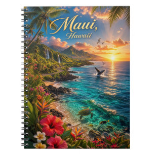 Cuaderno Póster de viaje de la costa tropical de Maui Hawai