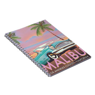 Cuaderno Póster de viaje de Malibú, Los Ángeles, California