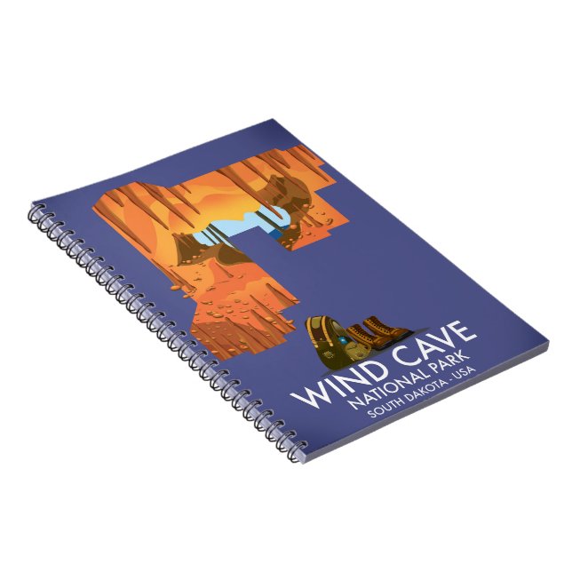 Cuaderno Póster de viaje de senderismo en Wind Cave Nationa (Lado Derecho)