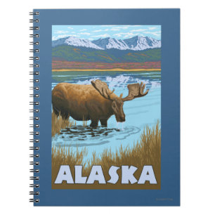 Cuaderno Poster de Viaje de Vintage de Agua Potable Moose