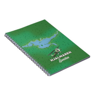 Cuaderno Póster de viaje del mapa de Hjälmaren Suecia