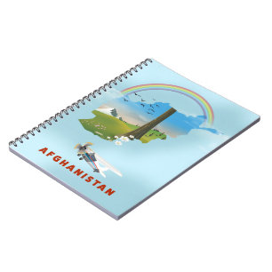 Cuaderno Póster de viaje del paisaje del mapa de Afganistán