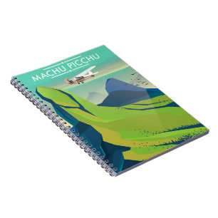 Cuaderno póster de viaje en avión a machu picchu