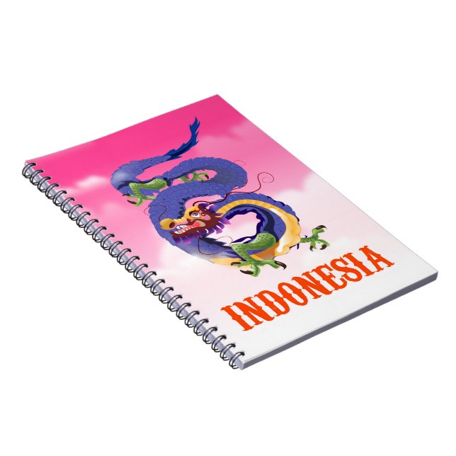 Cuaderno Póster de viaje retro del dragón de Indonesia (Lado Derecho)