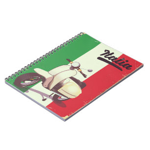 Cuaderno Póster de viaje vintage de scooter Italia