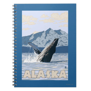 Cuaderno Poster de viajes Alaska Humpback Whale Vintage