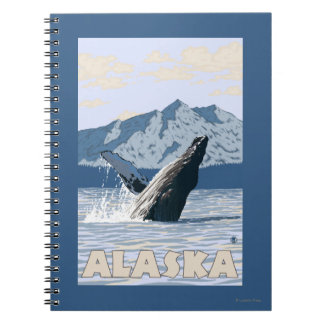 Cuaderno Poster de viajes Alaska Humpback Whale Vintage