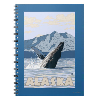 Cuaderno Poster de viajes Alaska Humpback Whale Vintage