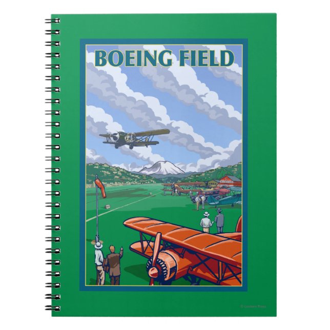 Cuaderno Poster de viajes Boeing Field Vintage (Frente)