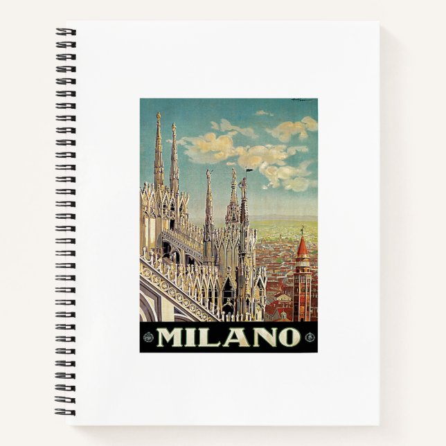 Cuaderno Poster de viajes de la época milano milan (Anverso)