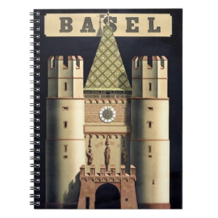 Cuaderno Poster de viajes vintage de Basilea Restaurado