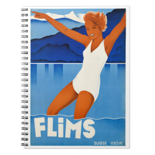 Cuaderno Poster de Viajes Vintage de Suiza Restaurado