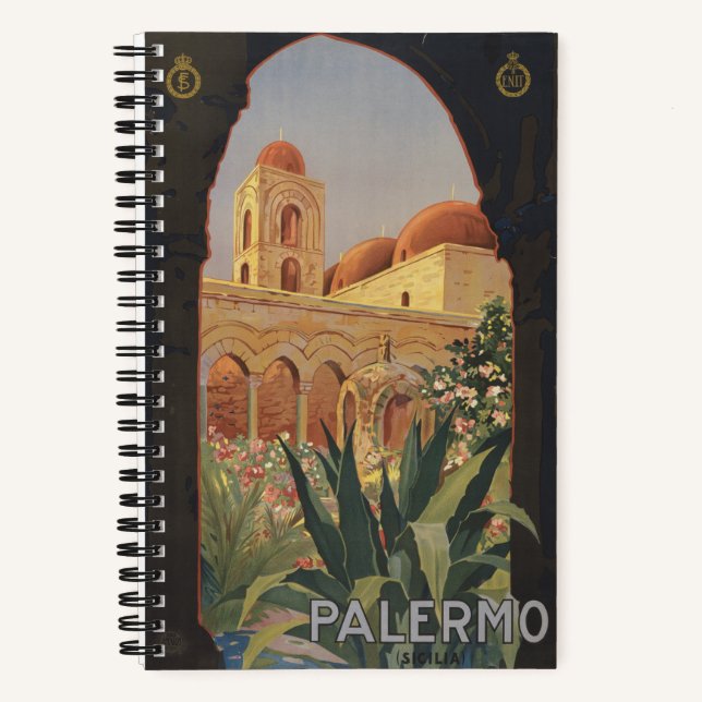 Cuaderno Poster De Viajes Vintage Para Palermo, Italia. (Anverso)