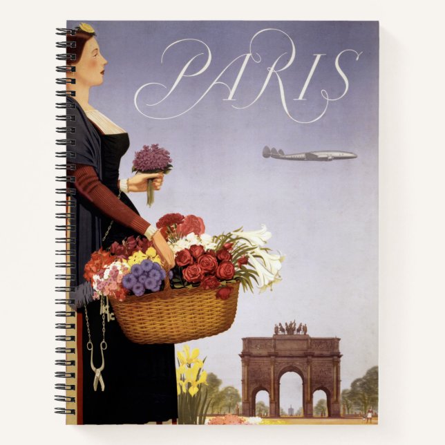 Cuaderno Poster De Viajes Vintage, París Vía Constellation (Anverso)