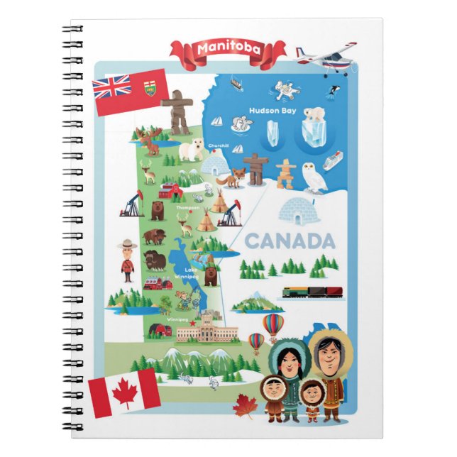 Cuaderno Poster del dibujo animado de Manitoba Canadá (Frente)