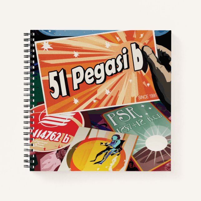 Cuaderno Poster del espacio retro-Exoplanet Discovery 51 Pe (Anverso)