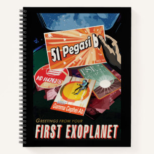 Cuaderno Poster del espacio retro-Exoplanet Discovery 51 Pe