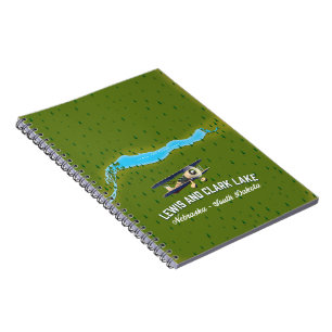 Cuaderno Póster del mapa del lago Lewis y Clark.