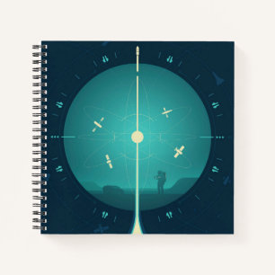 Cuaderno Poster del reloj atómico del espacio profundo, ver