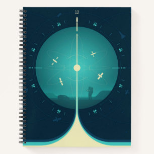 Cuaderno Poster del reloj atómico del espacio profundo, ver