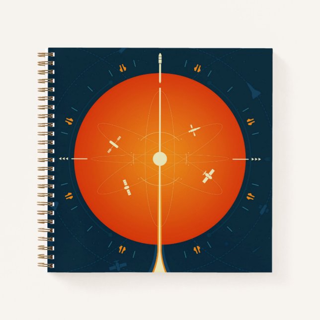 Cuaderno Poster del reloj atómico del espacio profundo, ver (Anverso)