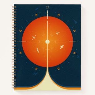 Cuaderno Poster del reloj atómico del espacio profundo, ver