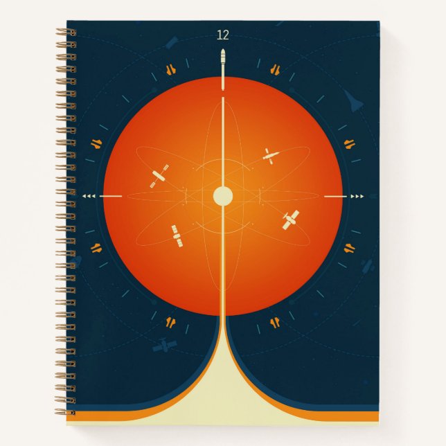 Cuaderno Poster del reloj atómico del espacio profundo, ver (Anverso)