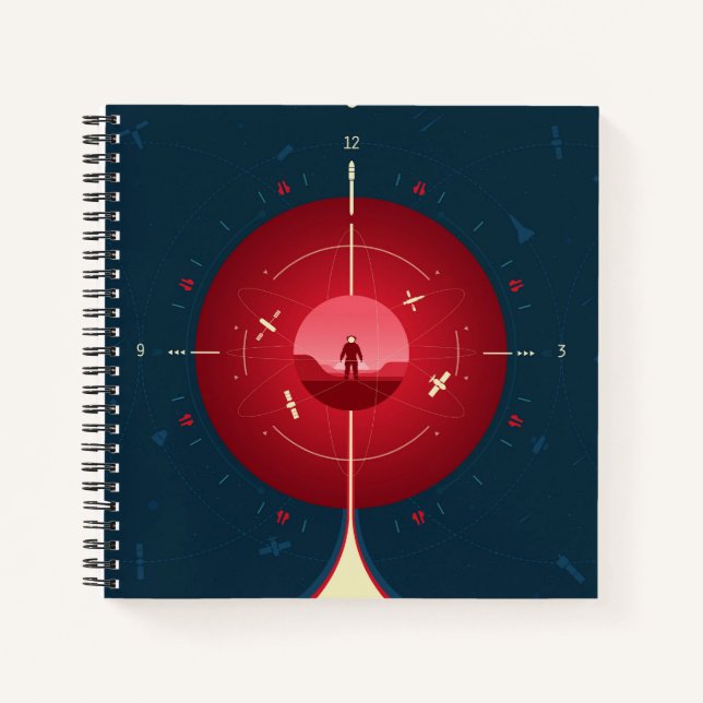 Cuaderno Poster del reloj atómico del espacio profundo, ver (Anverso)