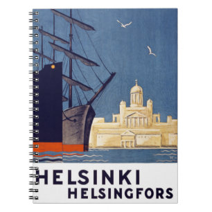Cuaderno Poster del viaje del vintage de Helsinki
