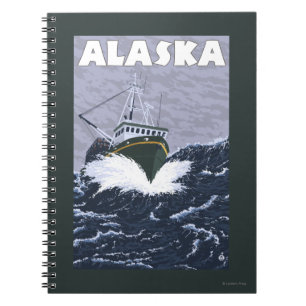 Cuaderno Poster del viaje del vintage del barco de