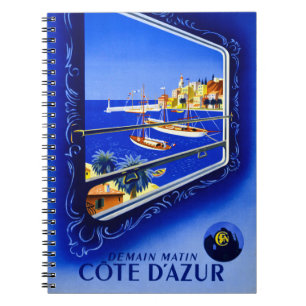 Cuaderno Poster del vintage de Cote d'Azur restaurado