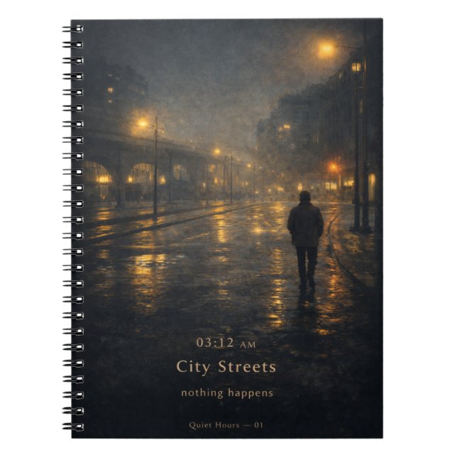 Cuaderno Póster Estético de Calles de la Ciudad a las 03:12 (Frente)
