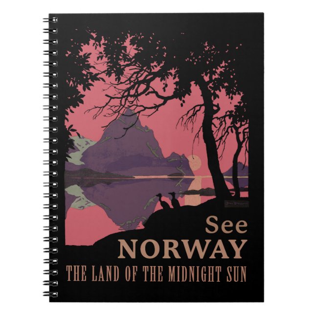 Cuaderno Póster Minimalista de Atardecer en Noruega - Fiord (Frente)