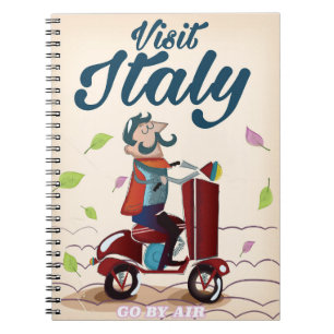 Cuaderno Póster retro de scooter de dibujos italianos