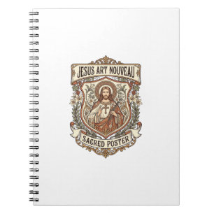 Cuaderno Póster Sagrado Art Nouveau Jesús Póster Sagrado Ar